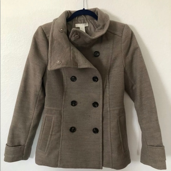 H&M beige pea coat jacket size US 6 EUR 36 - Picture 1 of 6